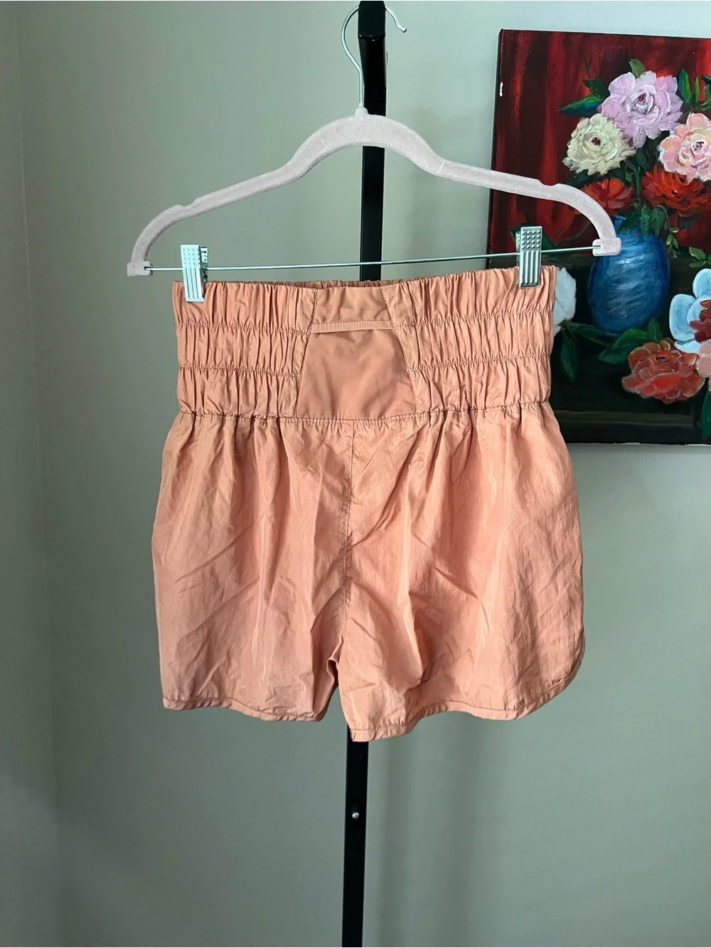 Free people movement the way home Smocked Waist Coral Peach Athletic Shorts - Picture 3 of 7